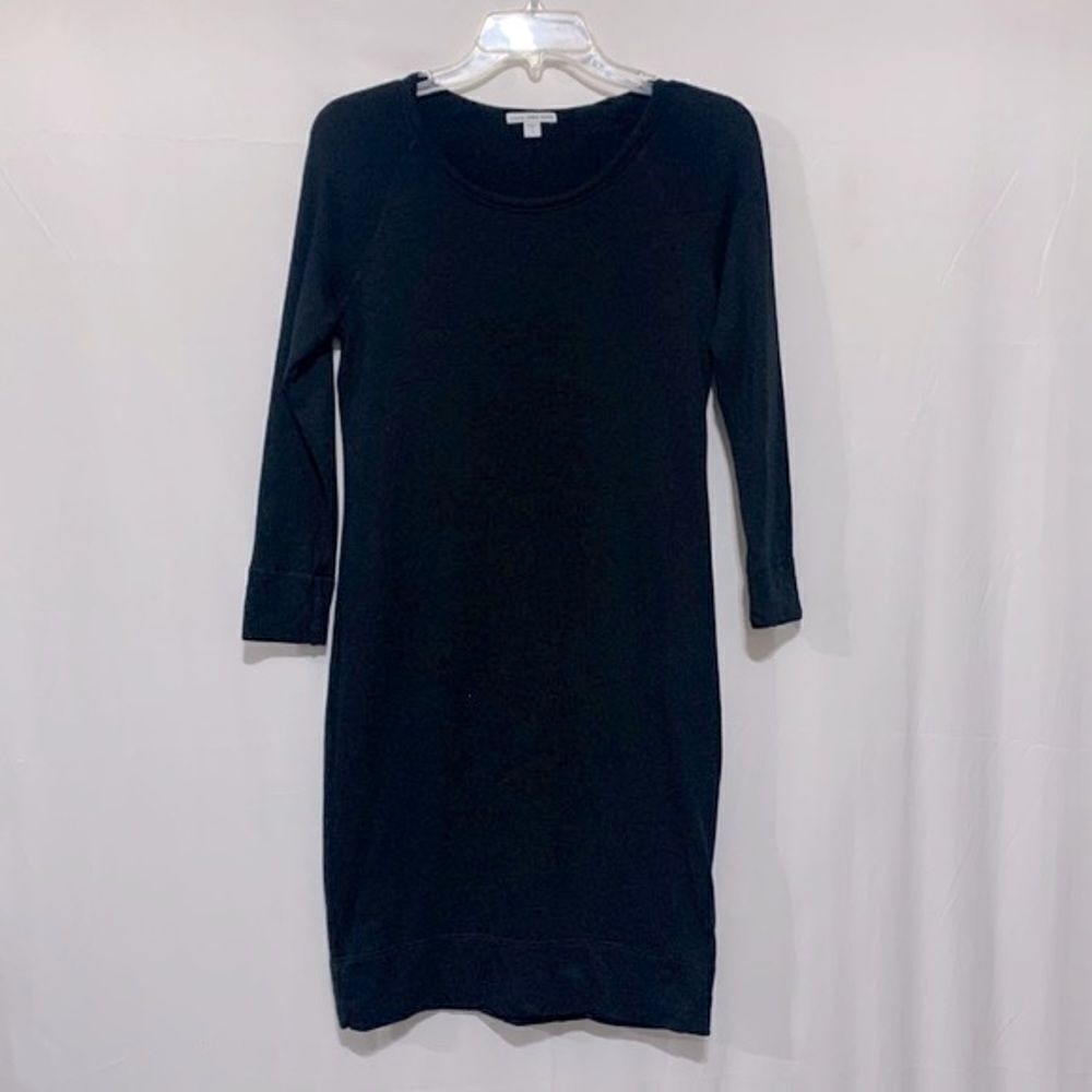 JAMES Perse light French Terry sweatshirt dress raglan 3/4 sleeves scoop neck